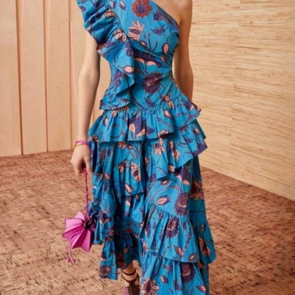 NWOT ULLA JOHNSON Ondine Dress in Lagoon XS $695 - Picture 5 of 12